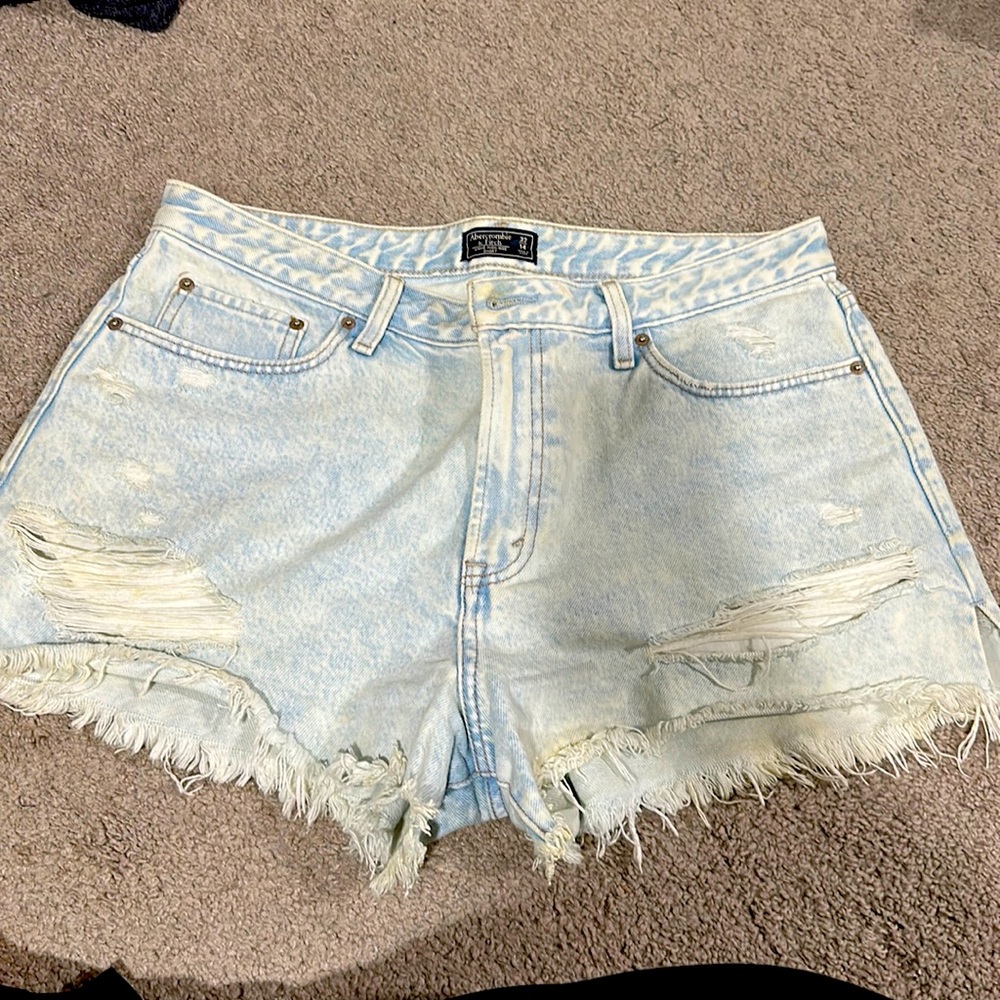 Distressed Acid Wash Abercrombie & Fitch Annie High Rise Short